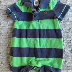 GAP Baby Romper with Green and Navy Stripes